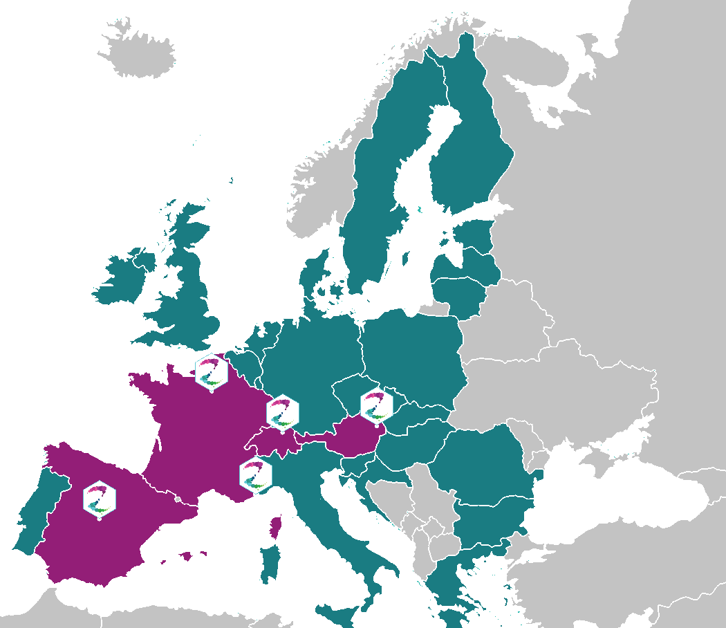 Project partners on an European map